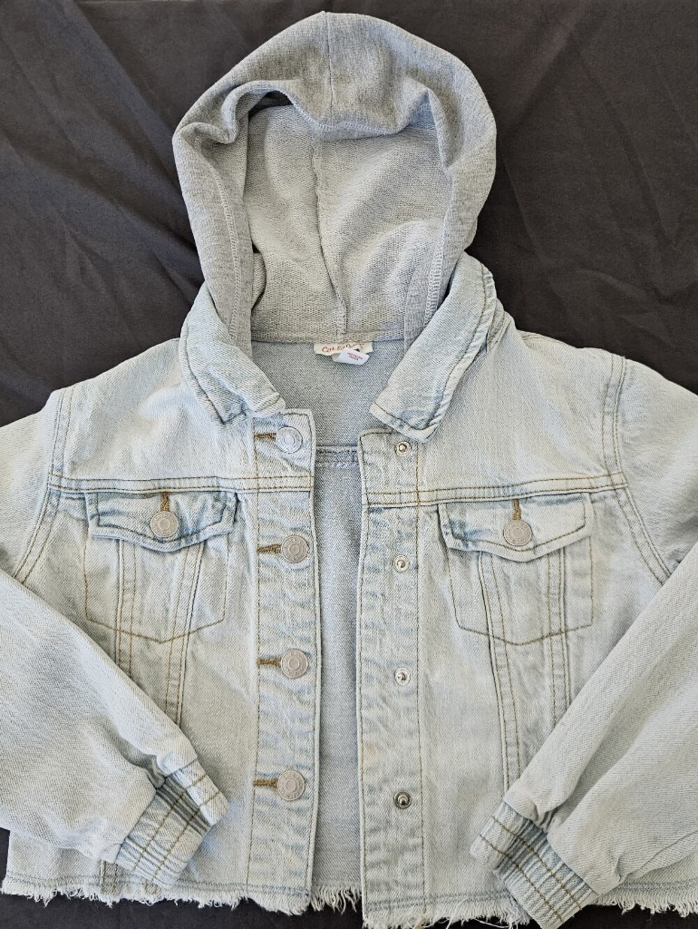 Light Blue Hooded Denim Jacket -girls Daily Use